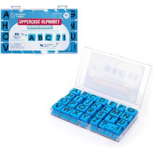 Educational Insights Alphabet Rubber Stamps – Uppercase 5/8″, Set of 26 Letters and 4 Punctuation Marks: Perfect for Homeschool & Classroom, Ages 4+