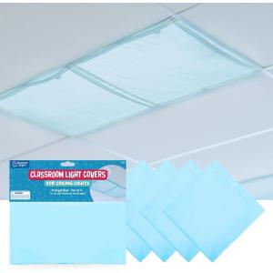 Educational Insights Mini Square Fluorescent Light Covers 4-Pack: Tranquil Blue – Ceiling Light Filters for Classroom, Office & Home, Overhead LED Shades, Calming Sensory Fixtures & Teacher Essentials(Tranquil Blue)