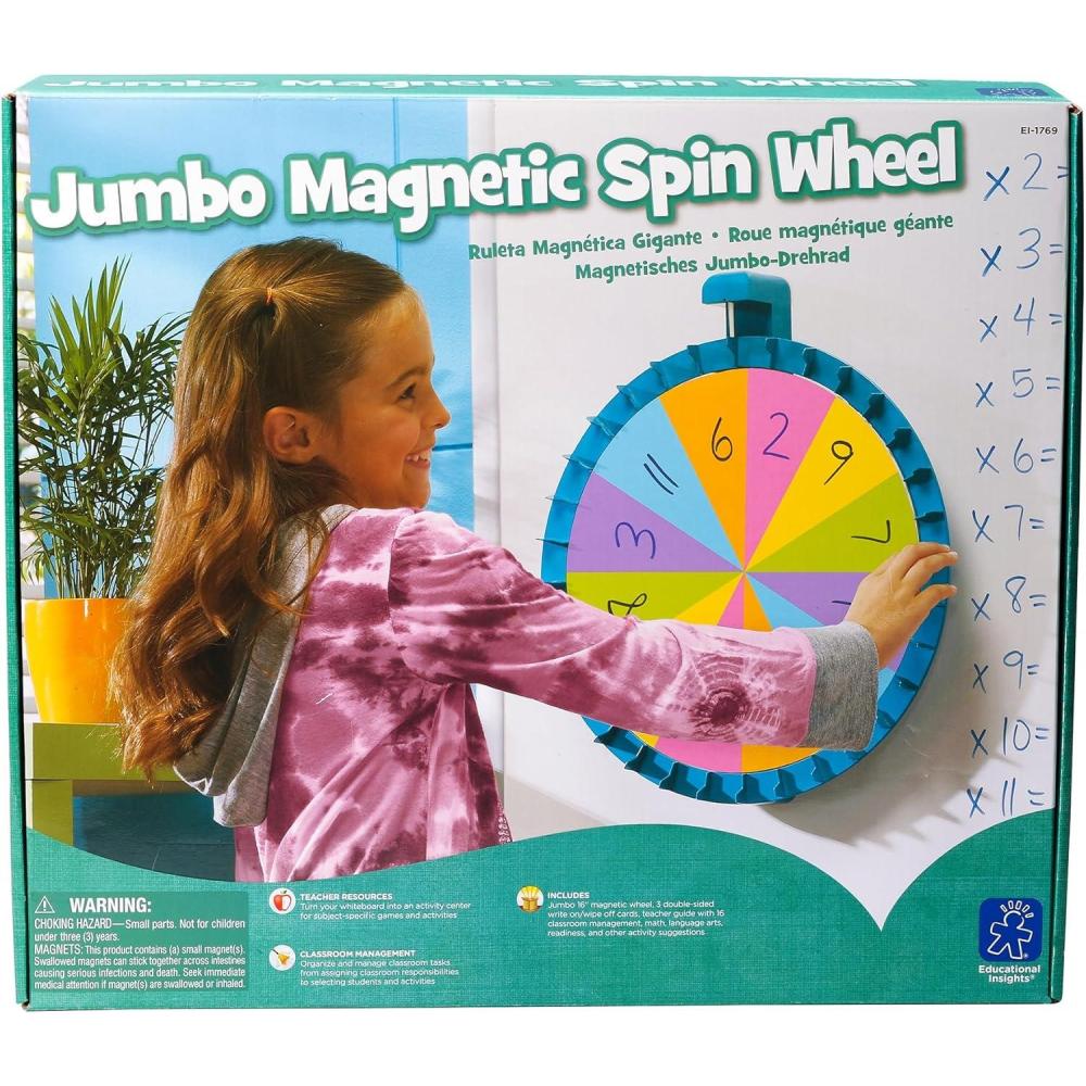 image:imageEducational Insights Jumbo Magnetic Spin Wheel  Customizable Magnetic Spinner for Classroom Games and Learning Activities Fun Teacher amp Classroom Supplies Large Spinning Wheel for Dry Erase Board