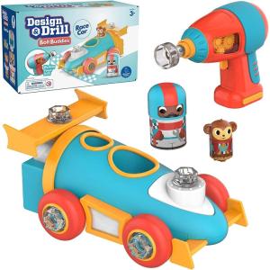 Educational Insights Design & Drill Bolt Buddies Race Car – Construction Toys & Toddler Tools, Kids Tool Set with Real Electric Drill Toy, Take Apart STEM Set, Building Kit & Gift for Ages 3+(Race Car)