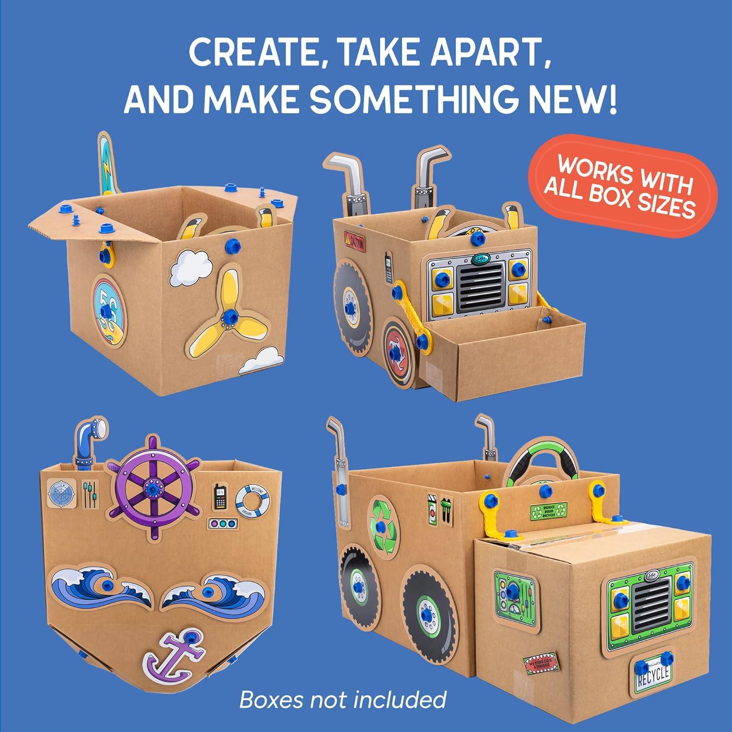 image:imageEducational Insights Boxineers Cardboard Vehicles Creative Craft Supplies for Kids Projects Cardboard Tools for Kids DIY Fine Motor Activities Kids Crafts and STEM Construction Kits