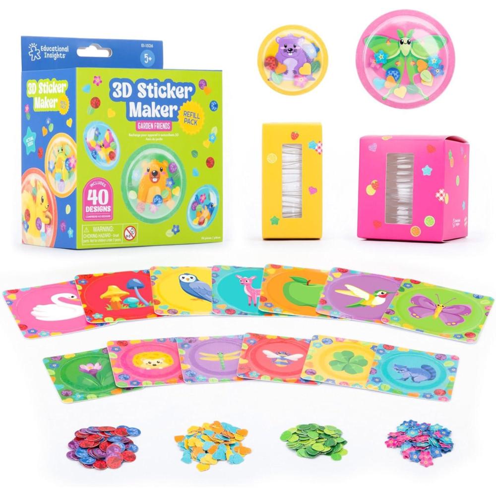 image:imageEducational Insights 3D Sticker Maker Refill Pack Garden Friends Supplies for Custom Sticker Maker for Kids DIY Stickers for Kids Puffy Stickers for Toddlers Craft Kits for Girls and Boys