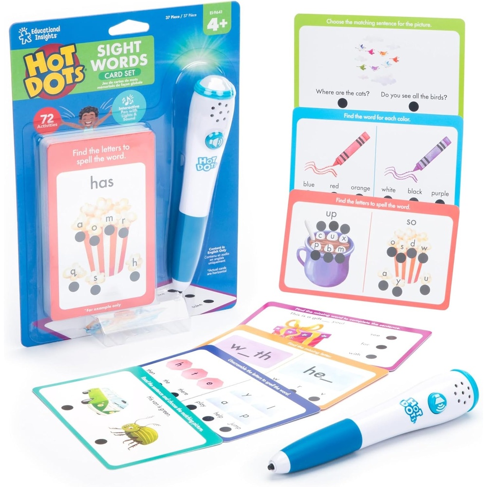 image:imageEducational Insights Hot Dots Sight Words Card Set  Learn to Read Activities for Kids Includes 26 DoubleSided Cards Reading Games Reading Tools Gift for Ages 4Sight Words